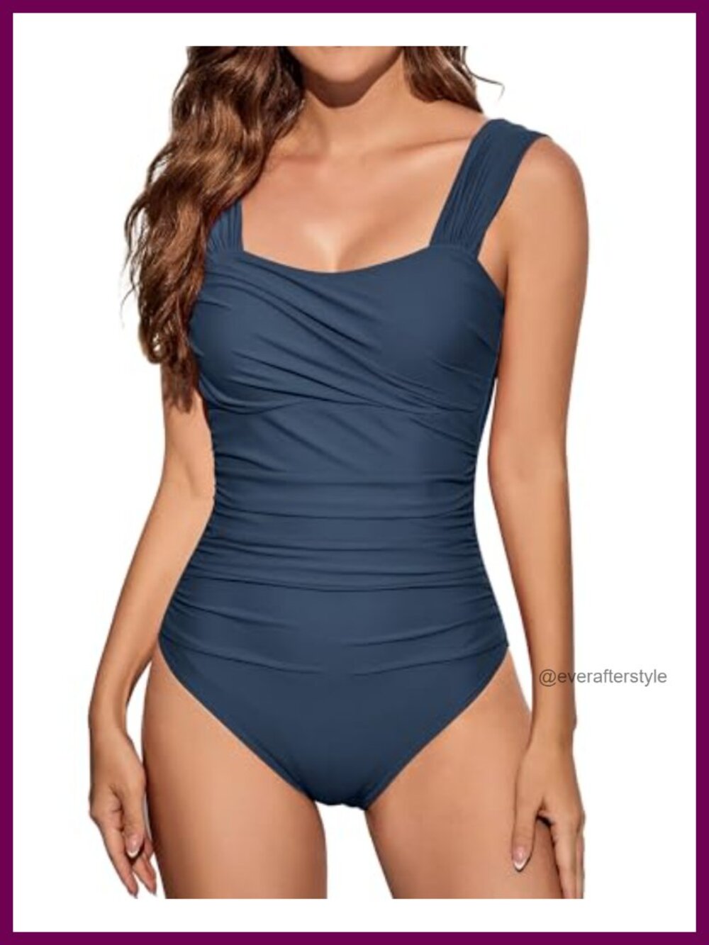 Square Neck Tummy Control Ruched One Piece Swimsuit